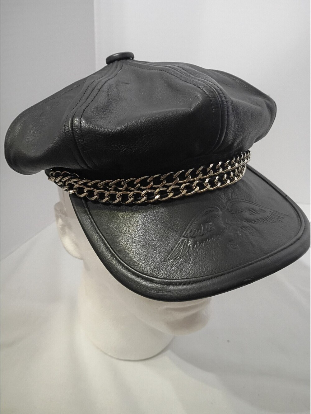 Harley Davidson Leather Biker Hat M 1145